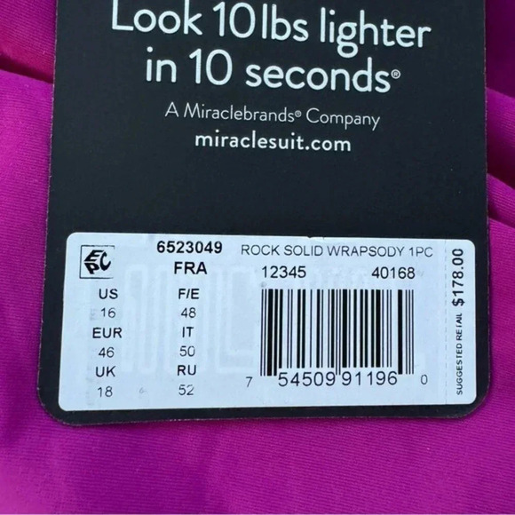 NWT MIRACLESUIT Tummy Control Rock Solid Wrapsody One Piece Swimsuit Size 16 - Picture 7 of 11